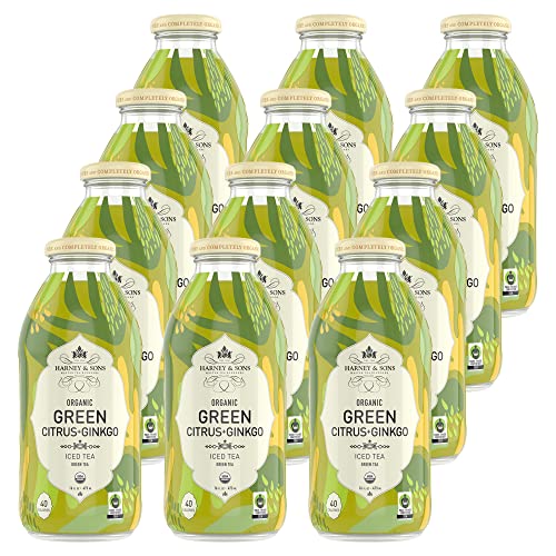 Harney & Sons Organic Green Iced Tea with Citrus & Ginkgo, Certified Organic and Fair Trade (70026), 16 Fl Oz (Pack of 12)