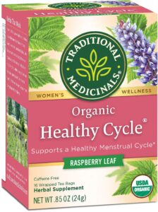 traditional medicinals organic healthy cycle raspberry leaf caffeine free herbal tea 16 ea 0.85 oz