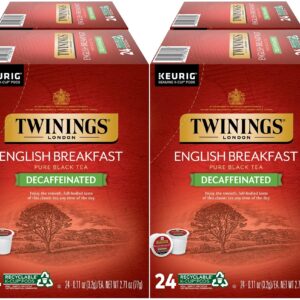 Twinings Decaf English Breakfast Tea K-Cup Pods for Keurig, Naturally Decaffeinated Black Tea, Smooth, Flavourful, Robust, 24 Count (Pack of 4)