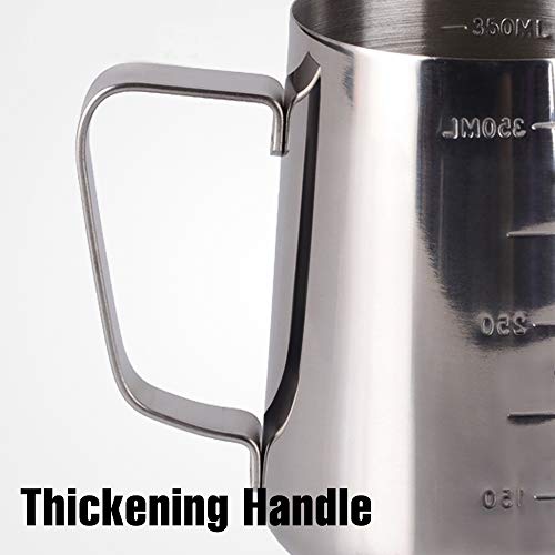 Coffee Milk Frothing Pitcher Cup with Measurement Inside Thermometer set 12oz/350ML Stainless Steel Espresso Steaming Pitcher Tool for Cappuccino Machines Espresso Pitcher Latte Art