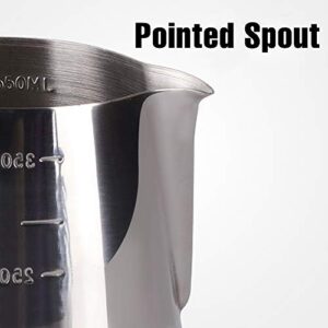 Coffee Milk Frothing Pitcher Cup with Measurement Inside Thermometer set 12oz/350ML Stainless Steel Espresso Steaming Pitcher Tool for Cappuccino Machines Espresso Pitcher Latte Art