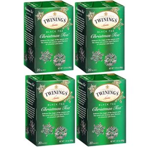twinings christmas tea - black tea blended with spicy and aromatic clove and cinnamon, tea bags individually wrapped, 20 count ea (pack of 4)