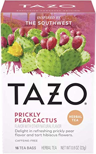 Tazo Foragers Prickly Pear Cactus Tea. 16 Count Herbal Tea Bags. Caffeine Free. 2 Pack.