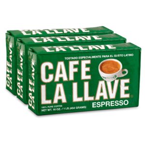 cafe la llave espresso dark roast coffee, 16 ounce (pack of 3)