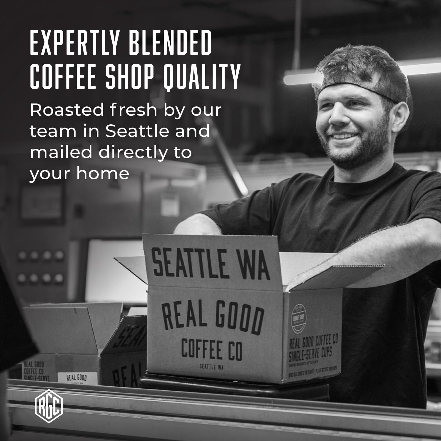 Real Good Coffee Company - Ground Coffee - Organic Dark Roast Coffee - 100% Arabica Coffee Beans - Roasted and Ground in Seattle, WA - 2 Pound Bag