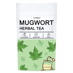 tztzbom mugwort tea 20 teabags, caffeine free, natural dried mugwort herb tea