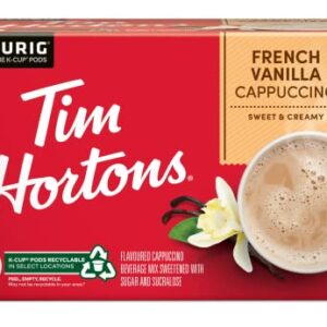 Tim Hortons French Vanilla Cappuccino Flavoured Coffee, Single Serve Keurig K-Cup Pods, 10 Count