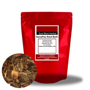 East West Herbal Sassafras Root Bark | Natural Root Beer | Organic Wild Harvested | Appalachian Sassafras Root Sassafras Tea Sassafras Herb (1 Oz)