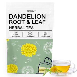 tztzbom natural premium dandelion root tea - energizing dandelion tea helps boost immunity & body cleanse (20 tea bags)