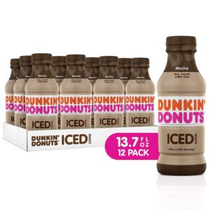 dunkin donuts iced coffee, mocha, 13.7 fluid ounce (pack of 12)