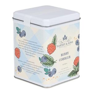 harney & sons berry cobbler tea, tin of 20 sachets, rooibos with fruit flavors