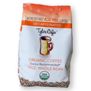 Tylers Acid Free Organic Coffee 12oz Bag - Decaffeinated Whole Bean