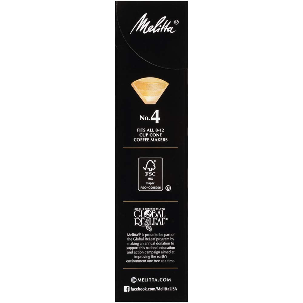 Melitta 4 Gourmet Cone Coffee Filters, Unbleached Natural Brown, 80 Total Filters Count