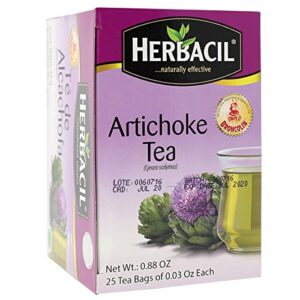 Herbacil Artichoke Tea, Herbal Tea, Caffeine-Free, 2-pack of 25 tea bags per box (50 bags)