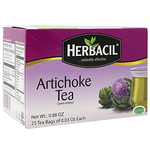 Herbacil Artichoke Tea, Herbal Tea, Caffeine-Free, 2-pack of 25 tea bags per box (50 bags)