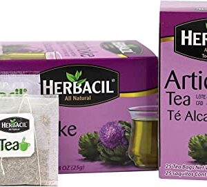 Herbacil Artichoke Tea, Herbal Tea, Caffeine-Free, 2-pack of 25 tea bags per box (50 bags)