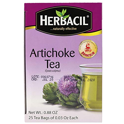 Herbacil Artichoke Tea, Herbal Tea, Caffeine-Free, 2-pack of 25 tea bags per box (50 bags)