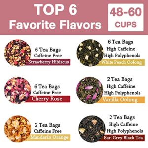 Taimei Teatime Assorted Loose Leaf Tea Sampler in Pyramid Tea Bag, Top 6 Flavors, 24 Herbal Tea Bags, All Natural High to No Caffeine Tea Variety Pack - Earl Grey, Oolong, Herbal, Fruit Tea in Tea Assortment Gift Set, Hot and Iced Tea