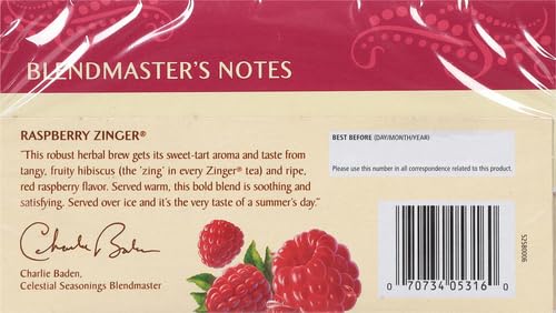 Celestial Seasonings Raspberry Zinger Tea, 20 ct