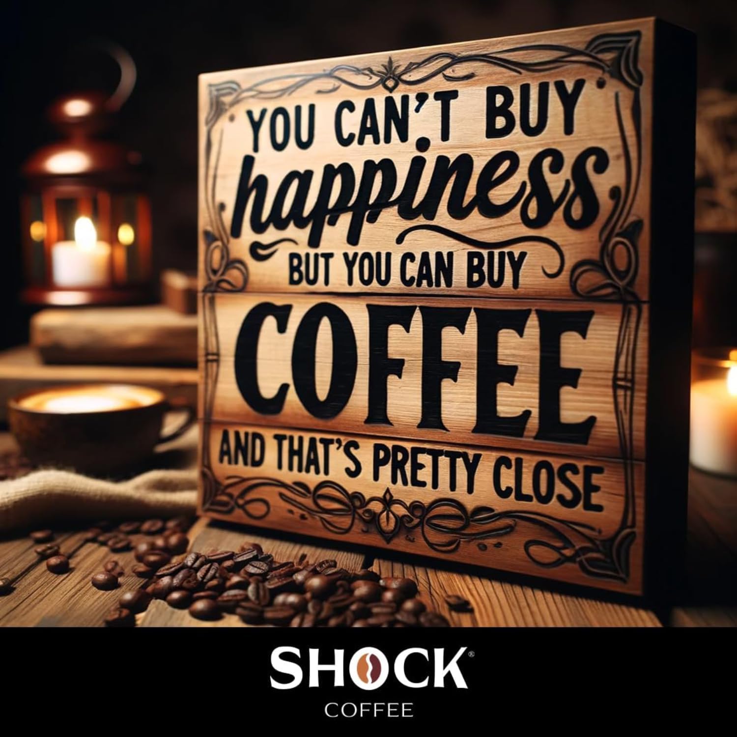 Shock Coffee - Bold all Arabica Med-Dark Roast Whole Bean, Fresh Look - Richer Taste, 1 pound