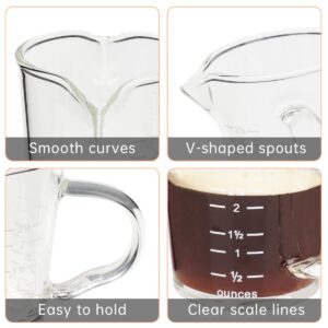 Espresso Shot Glass 3-Ounce Triple Pitcher Barista Double Spouts With Pouring Handle (2 Pack)