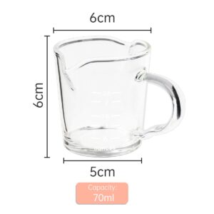 Espresso Shot Glass 3-Ounce Triple Pitcher Barista Double Spouts With Pouring Handle (2 Pack)