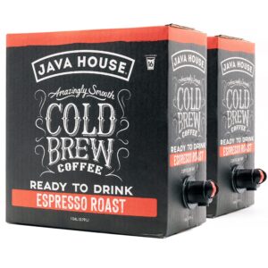 java house cold brew coffee on tap, (128 fluid ounce box) not a concentrate, no sugar, ready to drink liquid (espresso, pack of 2)