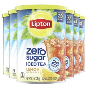 Lipton Zero Sugar for Health and Wellness, Low Calorie Lemon Iced Tea Mix, Makes 28 Quarts (Pack of 6)