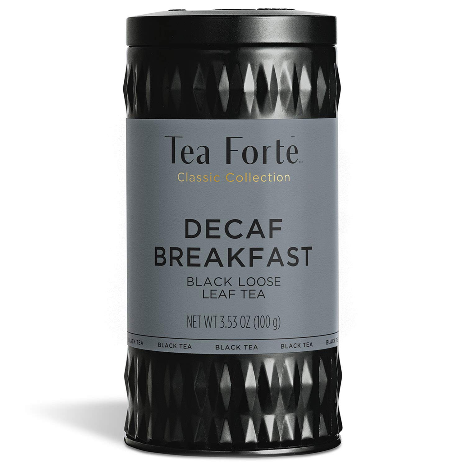 Tea Forte Decaf Breakfast Decaffeinated Black Tea, Loose Tea Canister Makes 35-50 Cups, 3.53 Ounces