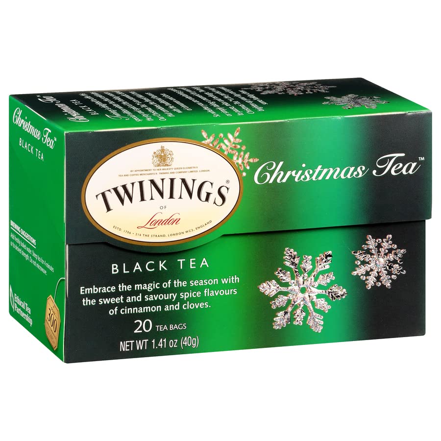 Twinings Christmas Tea - Black Tea Blended with Spicy and Aromatic Clove and Cinnamon, Tea Bags Individually Wrapped, 20 Count Ea (Pack of 2)