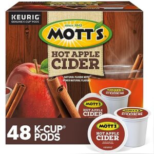mott's hot apple cider, keurig single serve k-cup pods, flavored k cups, 48 count (2 boxes of 24 pods)