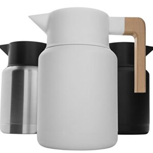 Hastings Collective Thermal Coffee Carafe 50 Oz - Large Stainless Steel Insulated Carafe - 1.5 Liter Double Walled Vacuum Thermos Coffee and Beverage Dispenser with Tea Infuser and Strainer (White)