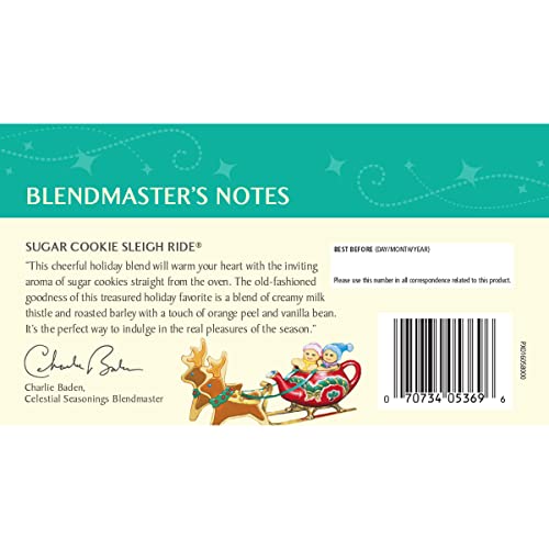 Celestial Seasonings Herbal Tea, Sugar Cookie Sleigh Ride, 18 Count (Pack of 6)