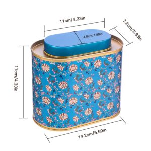 3-Pack Large Tea Tins for Loose Tea With Lid - Metal Sealed Jar Tea Canister Oval Shape 3.53~7oz Small Tin Cans Loose Tea Storage Kitchen Canisters Tea Bag Organizer, Coffee, Candy, Herbs Canister