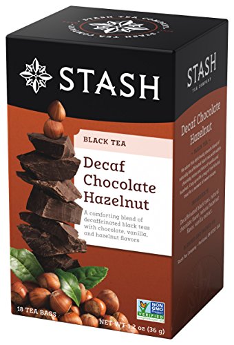 Stash Tea Decaf Chocolate Hazelnut Black Tea - Decaf, Non-GMO Project Verified Premium Tea with No Artificial Ingredients, 18 Count (Pack of 6) - 108 Bags Total