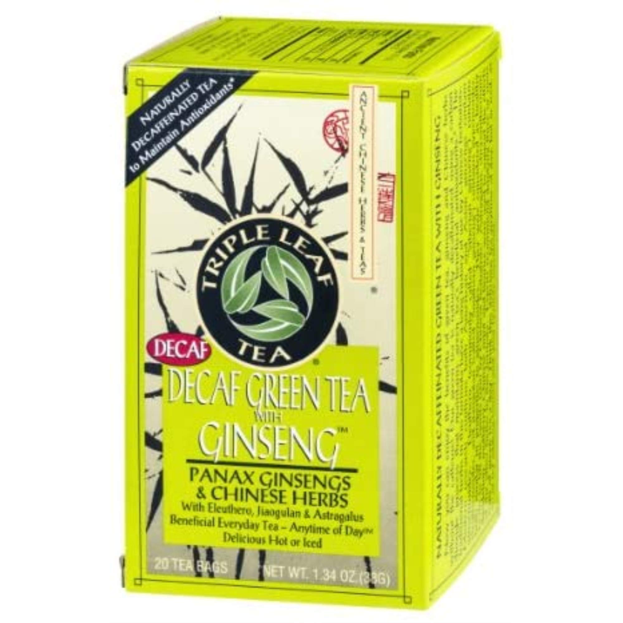 Triple Leaf Tea Decaf Green Tea with Ginseng - 20 CT