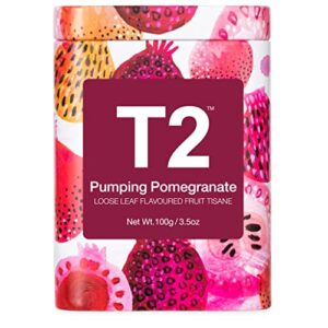 t2 tea pumping pomegranate 3.5 oz loose leaf fruit tea in limited edition tin, 3.5 oz (t130ai082)