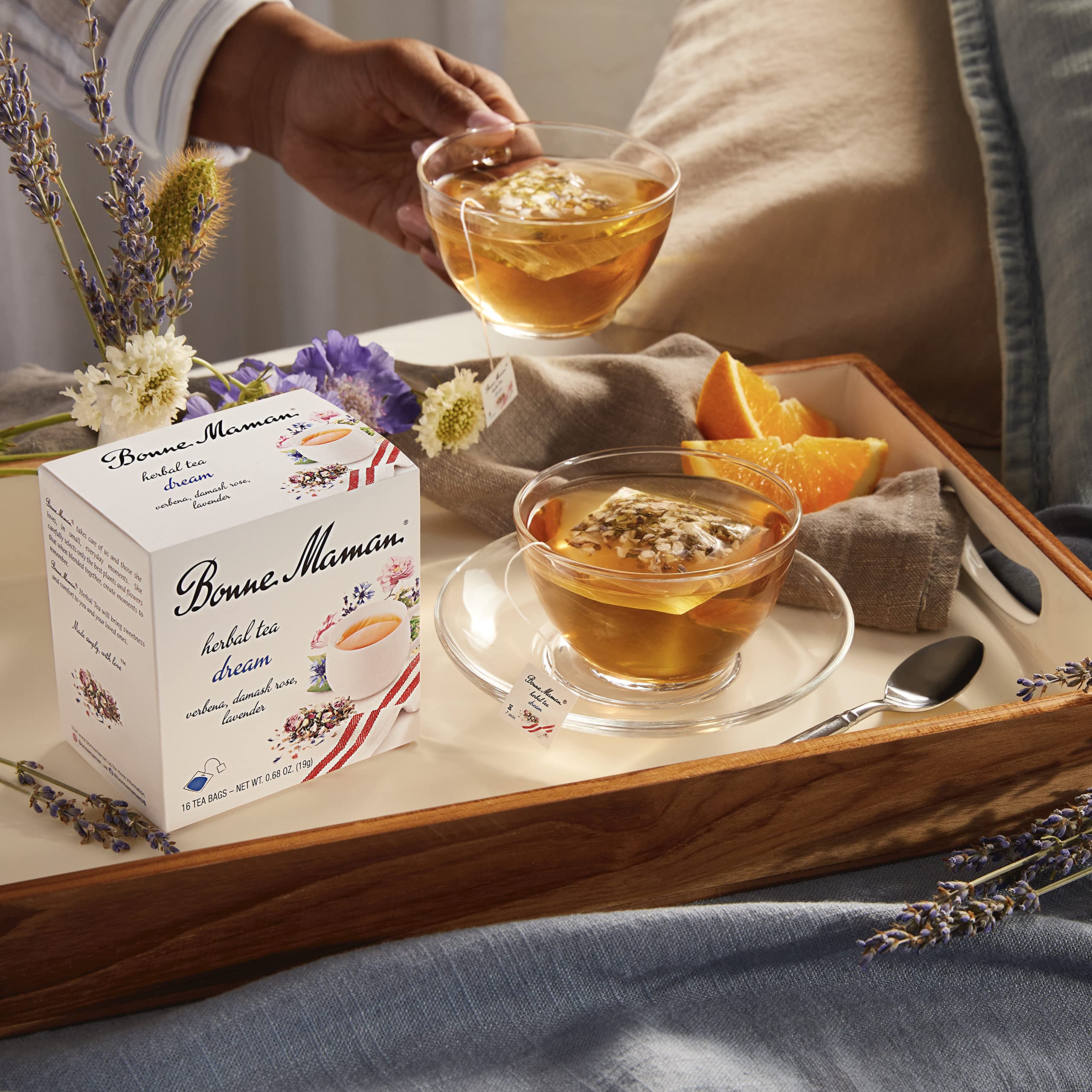 Bonne Maman Organic Herbal Tea Dream: Verbena, Damask Rose & Lavendar Blend, 16 Tea Bags (Pack of 1)