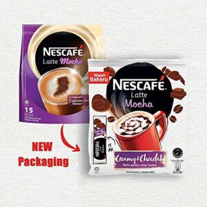 Nescafe 3 in 1 MOCHA Coffee Latte - Instant Coffee Packets - Single Serve Flavored Coffee Mix (15 Sticks)