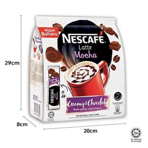 Nescafe 3 in 1 MOCHA Coffee Latte - Instant Coffee Packets - Single Serve Flavored Coffee Mix (15 Sticks)