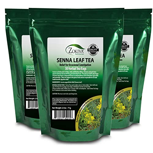 Zokiva Nutritionals Senna Tea 3-Pack 90 Bags 100% Pure, All-Natural, Herbal Laxative/Cleanser