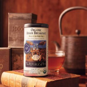 The Republic of Tea Organic Assam Breakfast Black Tea, Tin of 50 Tea Bags