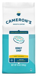 cameron's coffee roasted ground coffee bag, donut shop blend, 10 ounce