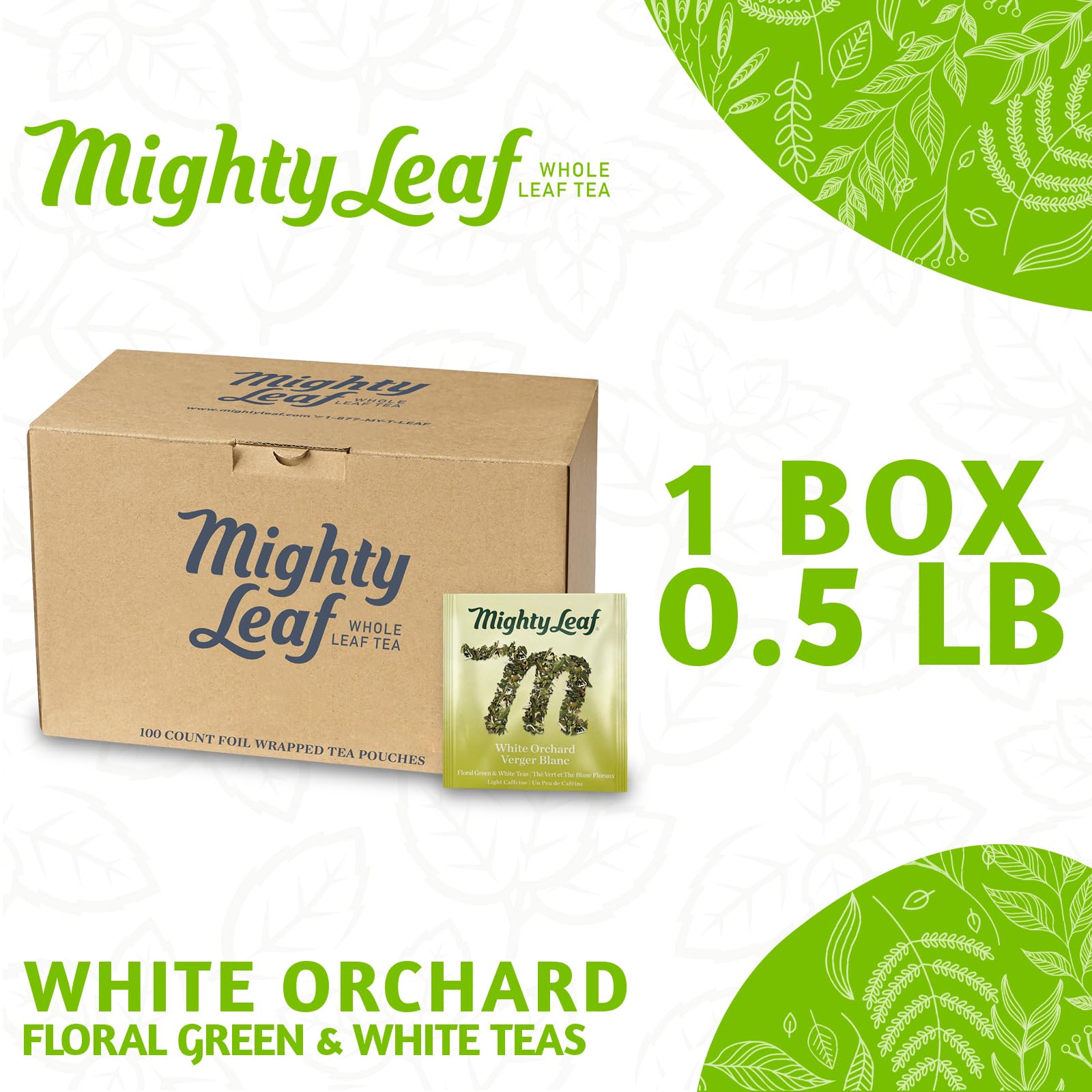 Mighty Leaf Tea White Orchard Tea Pouches, 100 Pouches