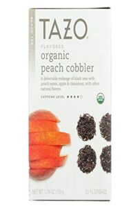tazo organic black tea peach cobbler 20 bags, 0.37 pound