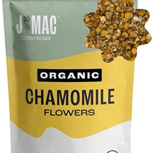 J Mac Botanicals, Organic Chamomile Flowers (4 oz), Certified Organic by Organic Certifiers, Inc. Whole Dried Chamomile flowers, Loose Leaf Organic Chamomile Tea, Chamomile Tea, chamomile flowers