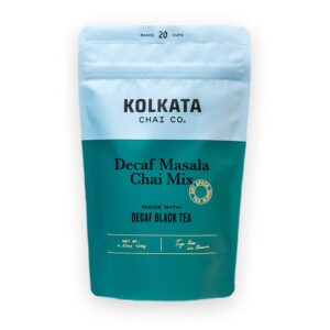 kolkata chai decaf masala chai mix, makes 20 cups, premium loose leaf tea and spice blend, all natural, 4.23 oz