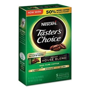 nescafe taster's choice decaf 5 piece house blend instant coffee single serve sticks, 5 count (pack of 1)
