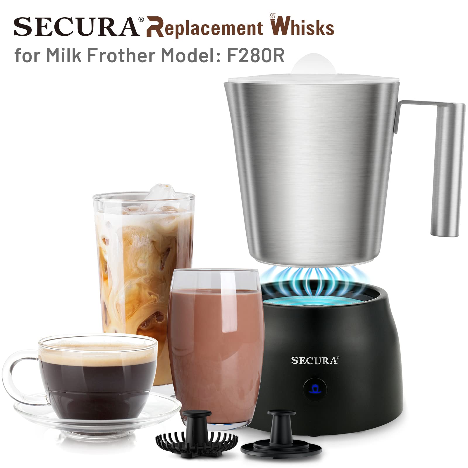 Secura Replacement Whisk Set for Electric Automatic Milk Frother and Hot Chocolate Maker Machine F280R