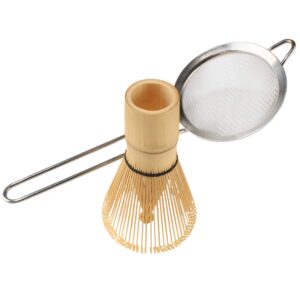 BambooMN Matcha Whisk and Tea Strainer - Japanese Tea Ceremony Set